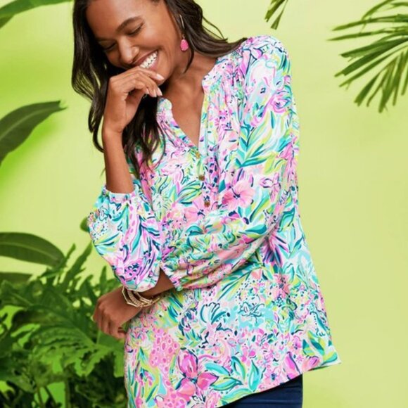 Lilly Pulitzer Elsa Silk Top - Lillys Favorite Thing - Picture 1 of 12